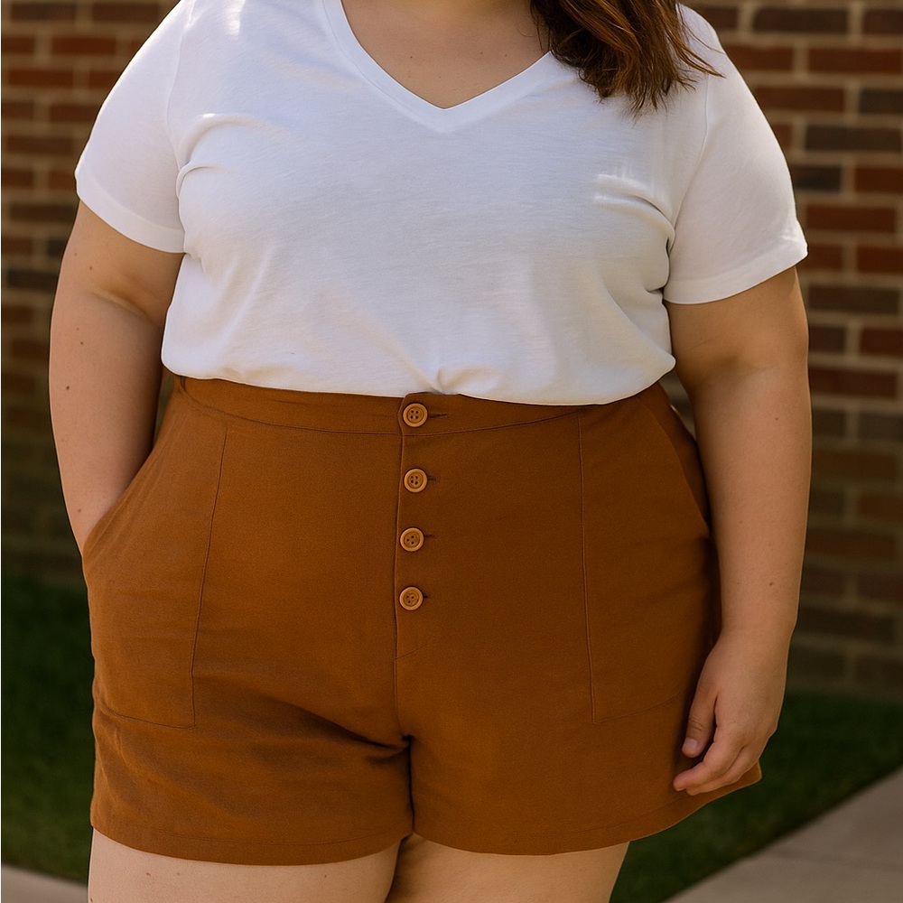 Abound Women's Linen Blend Burnt Orange Shorts Size 2X